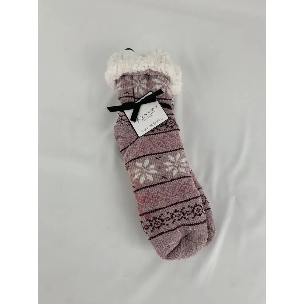 Laundry by Shelli Segal Lounge Socks Womens Size 4 - 10 Purple Non Slip Grip New